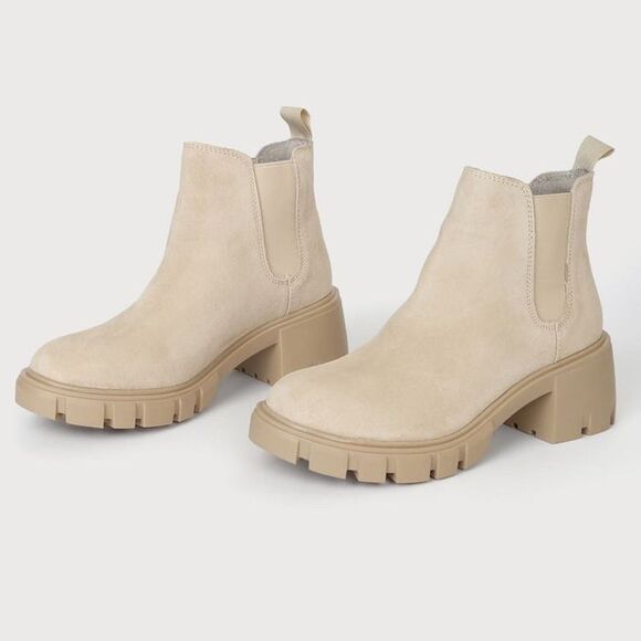 Steve Madden Howler Sand Suede Leather Platform Ankle Boots Size 6 - Picture 2 of 12